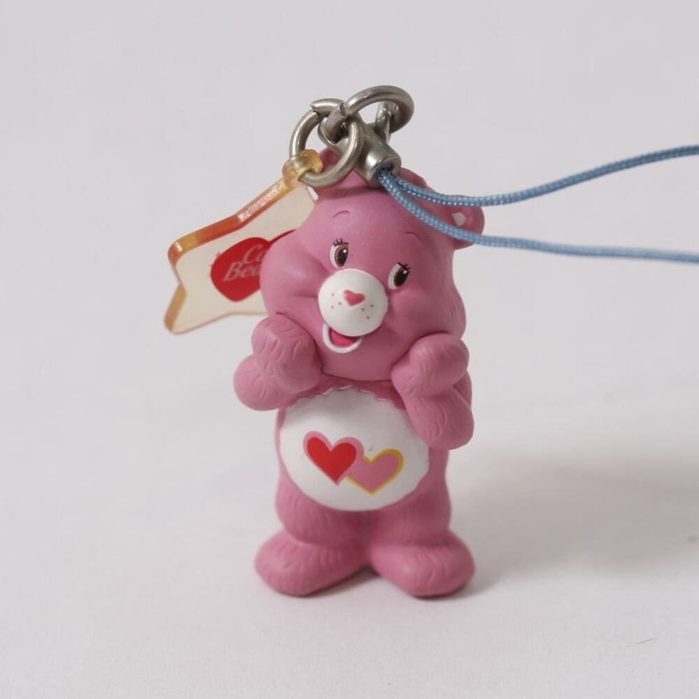 Japan Exclusive Care Bears Love-A-Lot Bear Keychain Tiny Figurine Vintage ~ 260